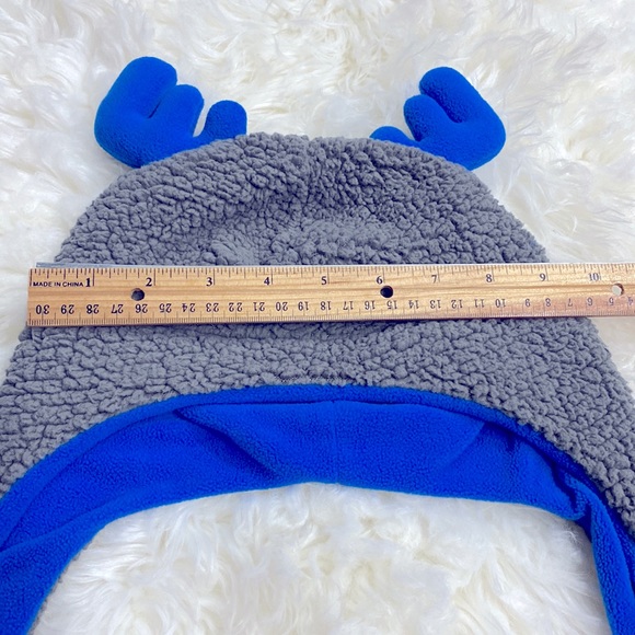 Columbia Kids Reindeer Sherpa Winter Beanie Hat Gray Blue Kid's Size Youth 0/S ! - Picture 6 of 7